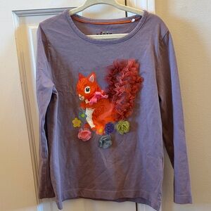Mini Boden Purple Long Sleeve Tee with Squirrel Design Size 5-6